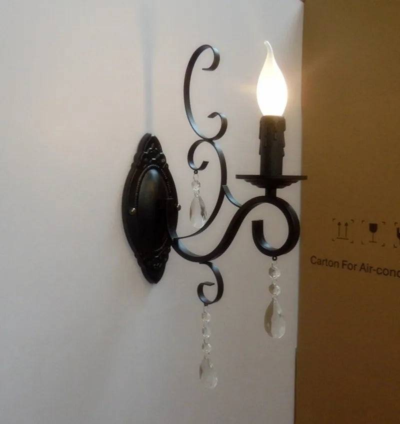 CrystalGlow Vägglampa - Vintage Svart LED Belysning - Färg 2
