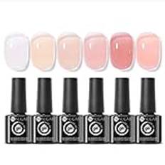 UR SUGAR UV nagellack gelé, 6 färger gummibas gel klar, builder nagelgel transparent rosa vit uppbyggnadsgel för gelnaglar, UV-lack för naglar strengthener gel nagellack för manikyr