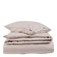 Lexington - Randigt bäddset lyocell flanell 220x200 cm beige/vit