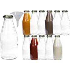 mikken 12 x glasflaska 500 ml, flaska med skruvlock guld inkl. tratt