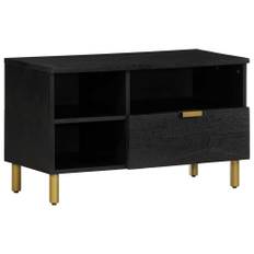 Tv-bänk svart 80x33x46 cm konstruerat trä