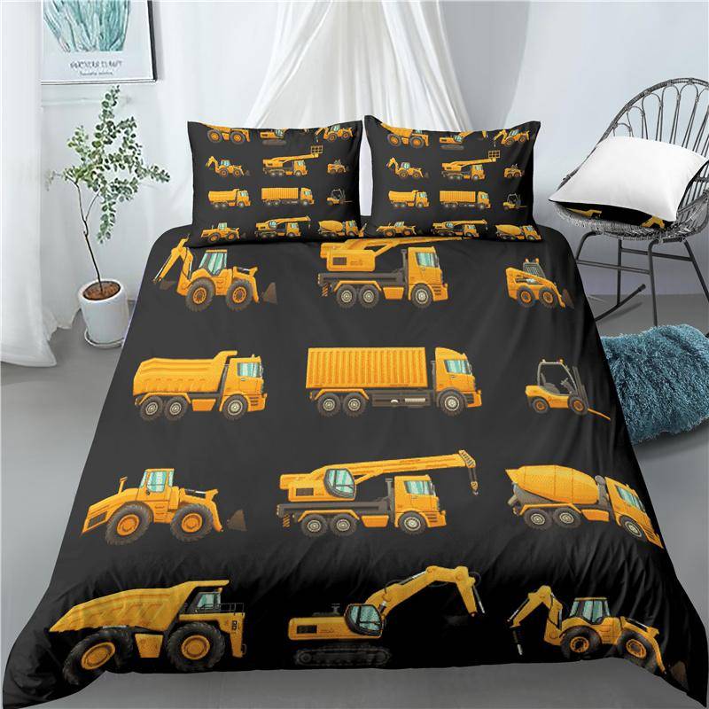 Home Living Luxury 3D Concrete Truck Print 2/3Pcs Comfortable Duvet Cover PillowCase Bedding Sets Queen And King AU/EU/US Size EU single(135x200cm)