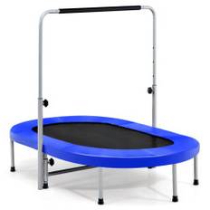 2 personers studsmatta med höjdjusterbart handtag ministudsmatta 154 x 90 x 92 -132 cm blå