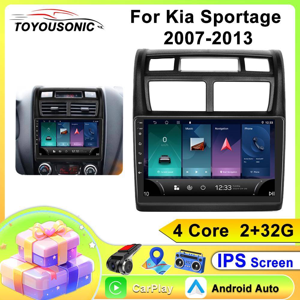 Bilradio Carplay För kia Sportage 2007-2013 Navigation GPS Android Auto Multimedia Spelare Stereoenhet WiFi BT Ingen 2din 4G