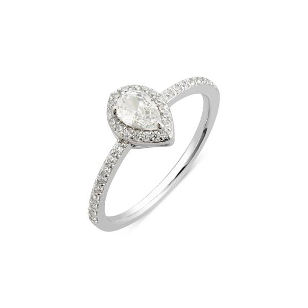 Argento Silver Pear Halo Promise Ring - 54