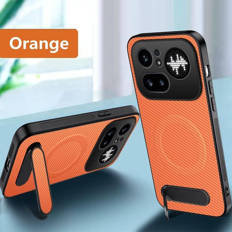 För Magsafe Magnetiskt Metall Dold Fäste Telefonfodral För Nothing Phone 4A Pro 3A Pro 3A Lite Affärs Kolfiber Läder Fodral