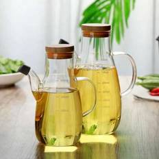 1 st Kraftig oljedispenser i glas - läckagesäker kök Essential med mätmärken, multifunktionsflaska för matolja, sojasås & vinäger, hållbar kryddbehåll - Multifärgad (500 ml,800 ml)