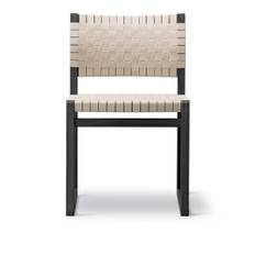 Fredericia Furniture - BM61 Chair Linen Webbing, Svartlackerad, Sits natur - Matstolar - Børge Mogensen