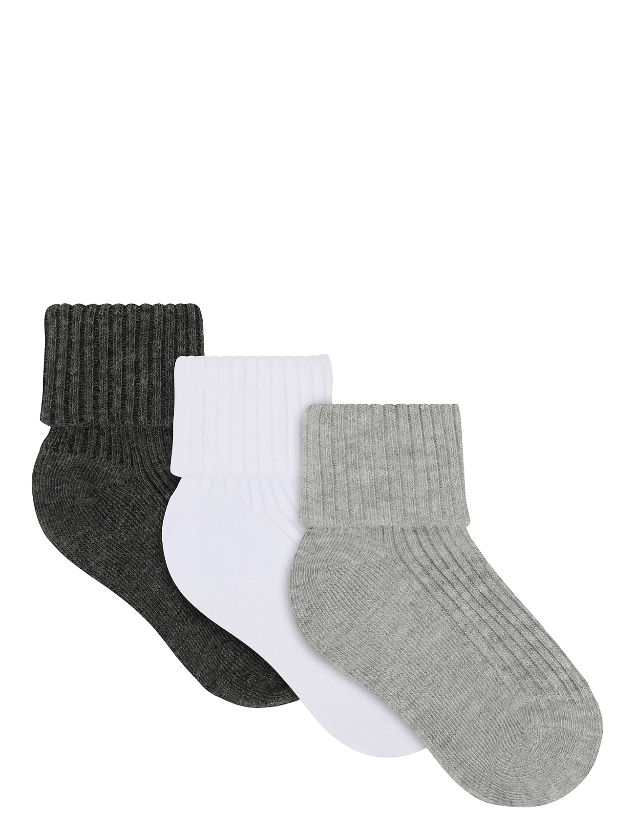 Minymo Baby 2X2 Rib Sock (3-Pack) - Grey - 15\18