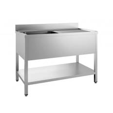 Stålbord med vask - 120x60x85 cm