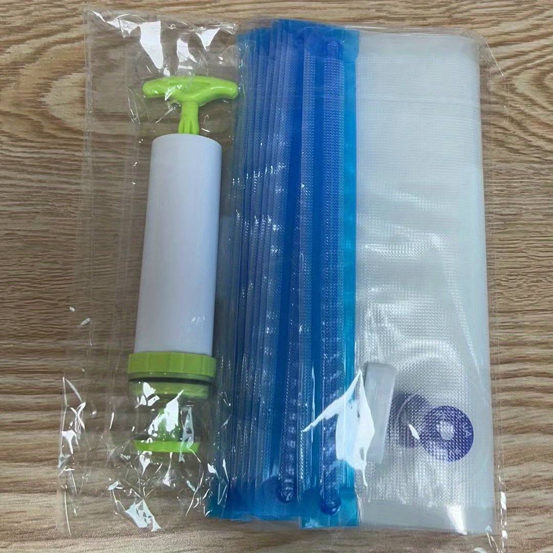 TEMU 1 Set Vacuum Sealer Bag With Hand Pump And Sealing Clips - Perfect For Food Sub-packaging, Refrigerator Storage, And Home Kitchen Use