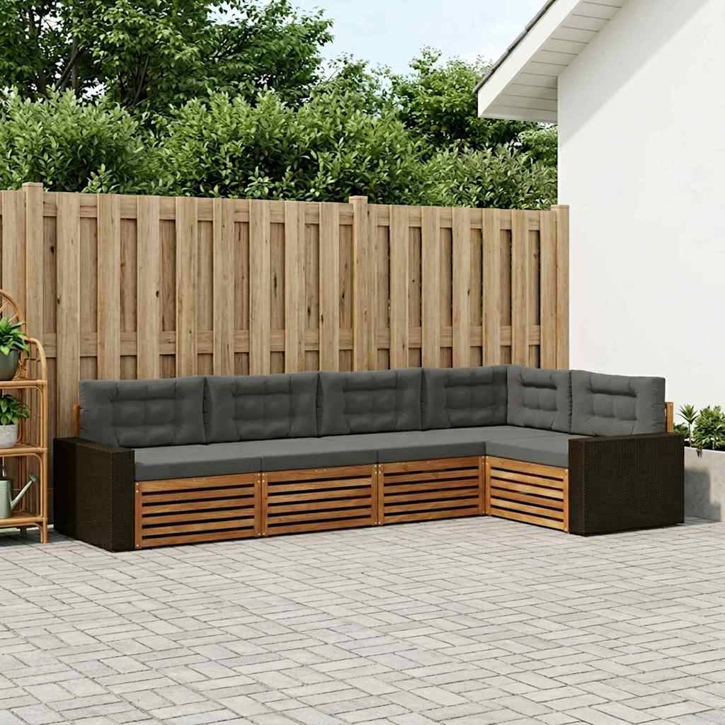 Udendørs sofagruppe 5 stk. Naturlig og Antracit Polyester