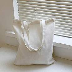 Mode enfärgad tygväska Beige och svart Shopping Original unisex resecanvasväskor Vikbara shopperväskor Stor väska - Vitt (En-Storlek)