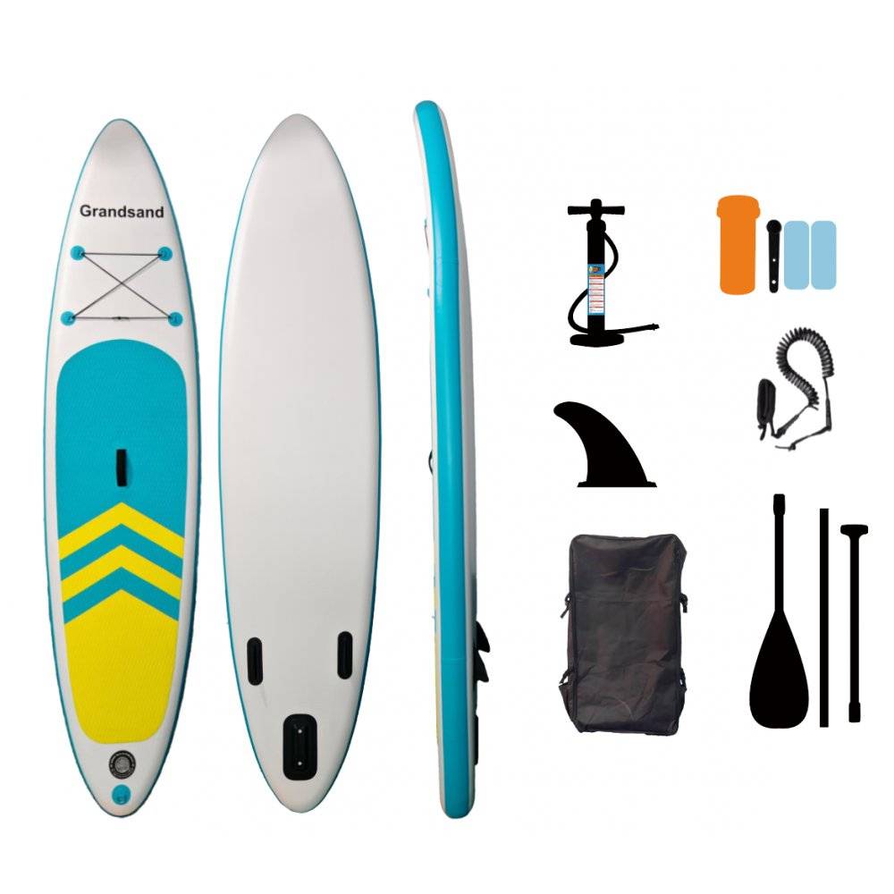 Uppblåsbar SUP 320 cm | Uppblåsbar paddle board | Stabil & hållbar | Blå/Gul