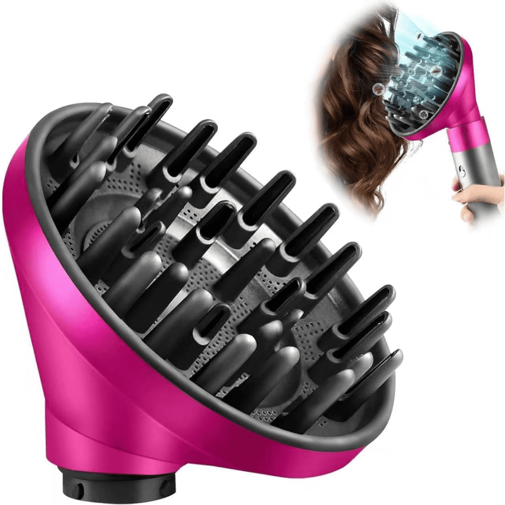 Stor diffusertilbehør kompatibel med Dyson Airwrap. Opgraderet større diffuserdyse til hurtigere tørretumbler og defineret hår med krøller, rosa.