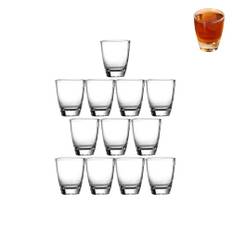 12 stycken snapsglas glas, 35 ml/3 cl shotglas av klart glas med tjock botten, små likörglas, diskmaskinssäker tjock bas, transparenta skottglas, för högtidsgatherings, familjebarer