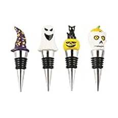 4ST Halloween Box Set Black Cat Halloween Wine Stopper Premium Skull Stopper Hat Seal Fresh Soul Pumpkin Bottle Proper (Srliyafg50q7byae-05)