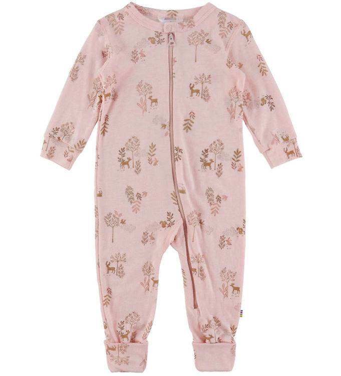 Joha Onesie - Ull - Rosa m. Natur - Joha - 80 - Onesie