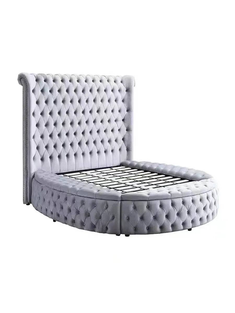 European Princess Round Bed Unique Elegant Villa Modern Double Bed Black Queen Cama Luxury Bedroom Set Furniture - style A no mattress / 1000mmx1900mm