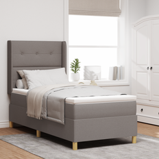 vidaXL Boksmadras med Madras & LED Taupe 100x200 cm Stof