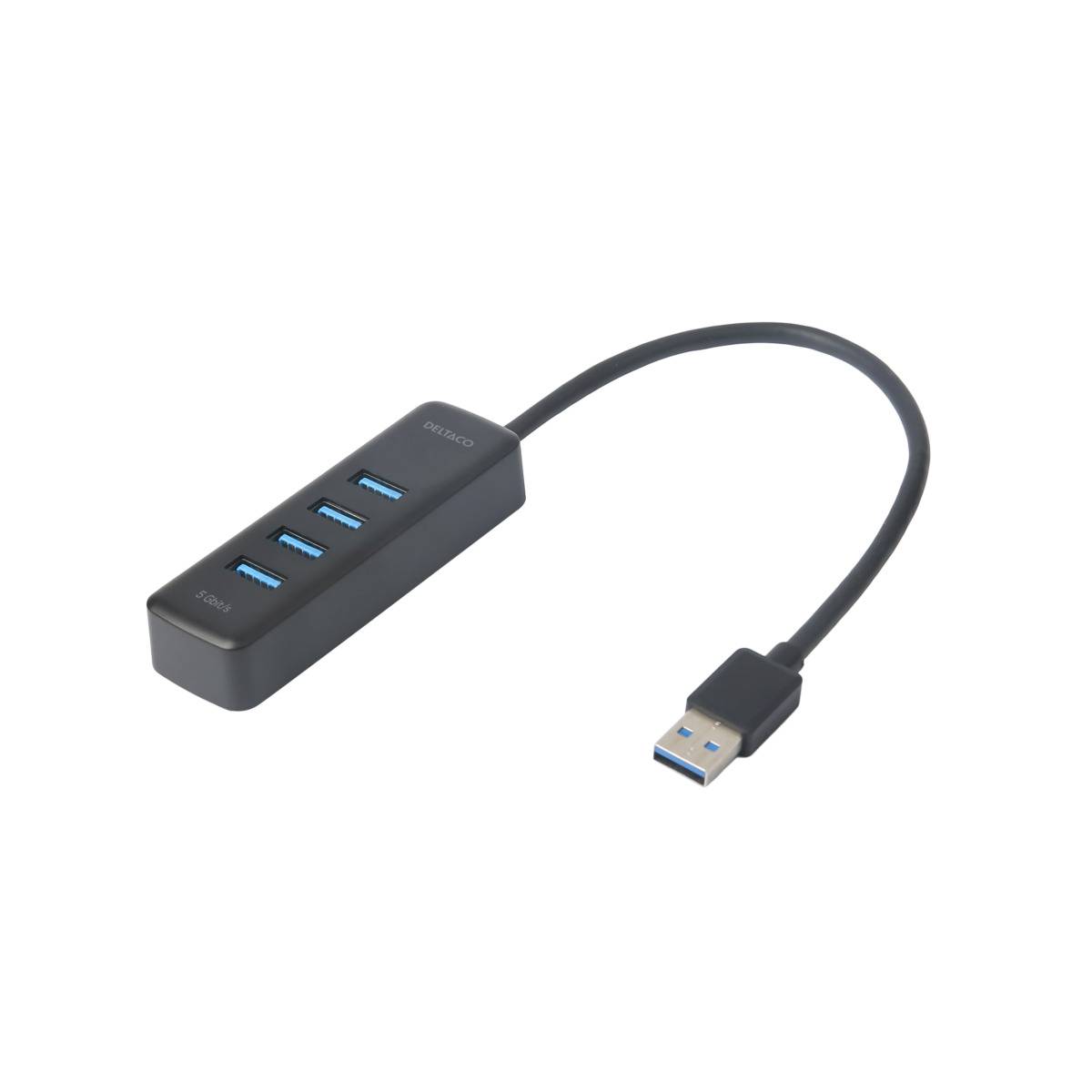 USB-hubb Deltaco 4-port USB-A, 5 Gbit/s, svart