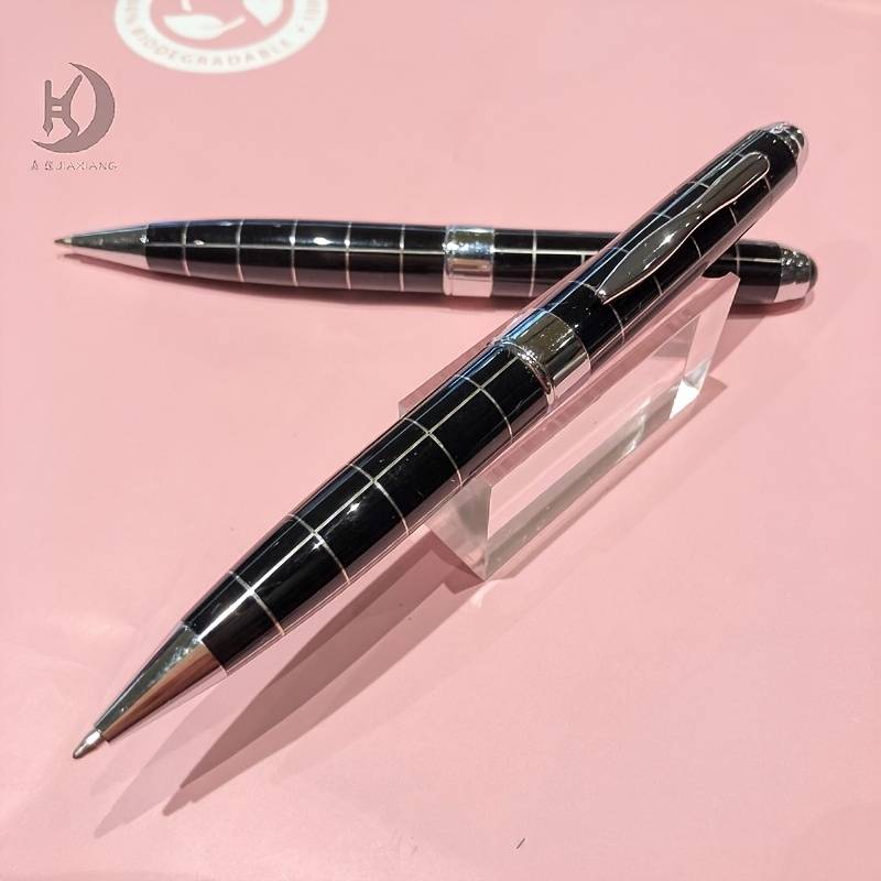 1pc 035 Luxury Office Design Black Grid Metal Gift Ball Pen(1.0mm Black Refill)