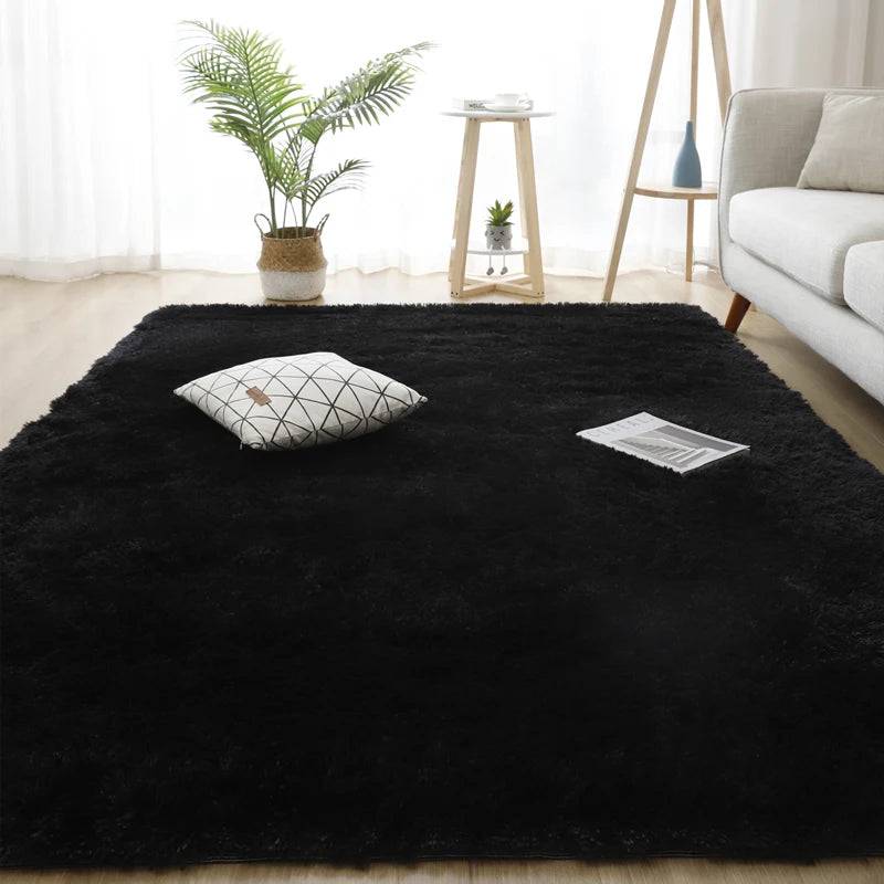 Modern Living Room Large Carpet Long Hair Children's room Carpets Bedroom Furry Decoration Rug - 2042-Black / 160x200cm 63x78inch