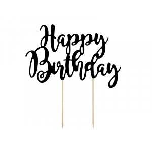 Cake Topper - Happy Birthday - Svart