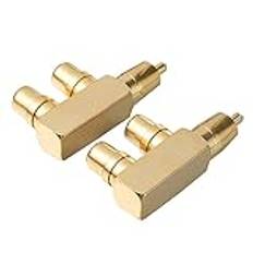 Angoily 2St Ljudadapter 90 Graders Rca Splitter Adapter 90 Graders Audio Plug Rca Splitter Plug Koppar Rca Splitter Adapter Koppar Audio Plug 90 Grader Av Audio Splitter