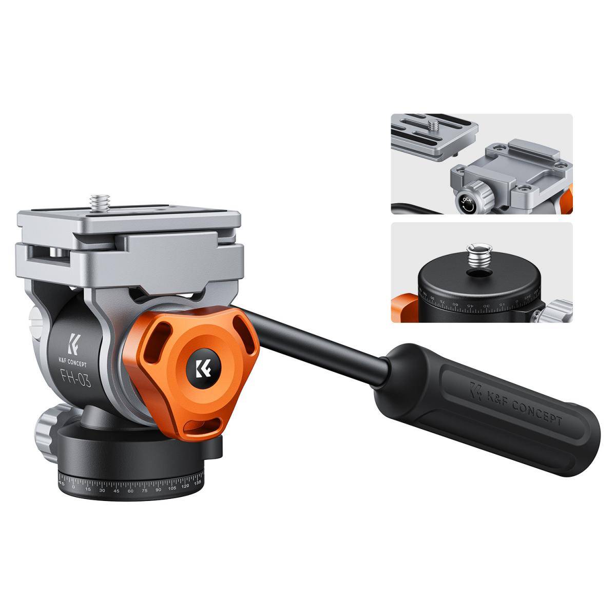 KENTFAITH Video Fluid Head Tripod Head Max Load 11lb/5kg,Silky-Smooth, Stable Tripod Fluid Head for pan and tilt,Arca Swiss-Compatible Fluid Head Mount, FH-03