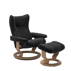 Stressless Wing Classic - Sort Large - Med skammel