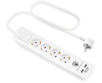Andersson ELS 5.0 - 4 way with switch, USB 5V 2.1A, 1,5m White