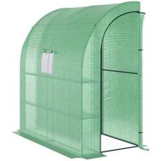 Rootz Drivhus - Vægdrivhus - Kold Ramme - Med Vinduer Og Døre - 2 Etager 4 Kablede hylder - Grøn 200L x 100W x 215Hcm