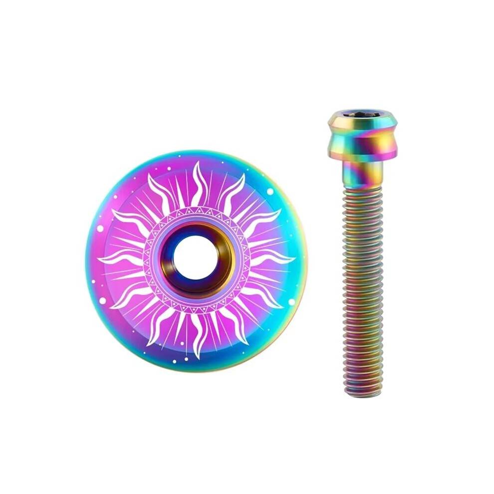 Titanium Alloy 1-1/8 Stem Top Cap, Titanium Headset Top Cap,Bike Headset Cover for Mountain Bikes and Road Bicycles B