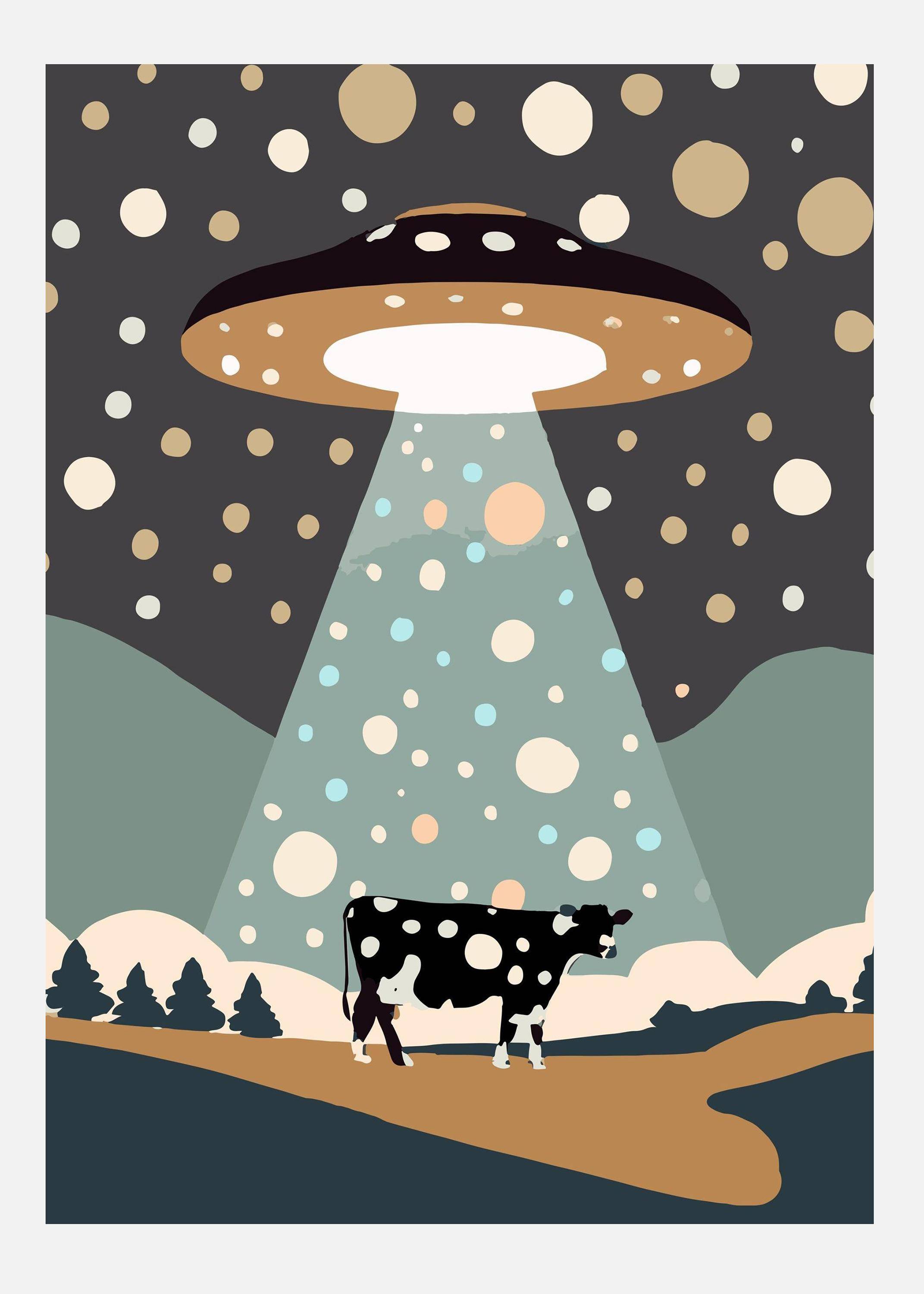 Ufo A Cow Canvastavla (50x70 cm)