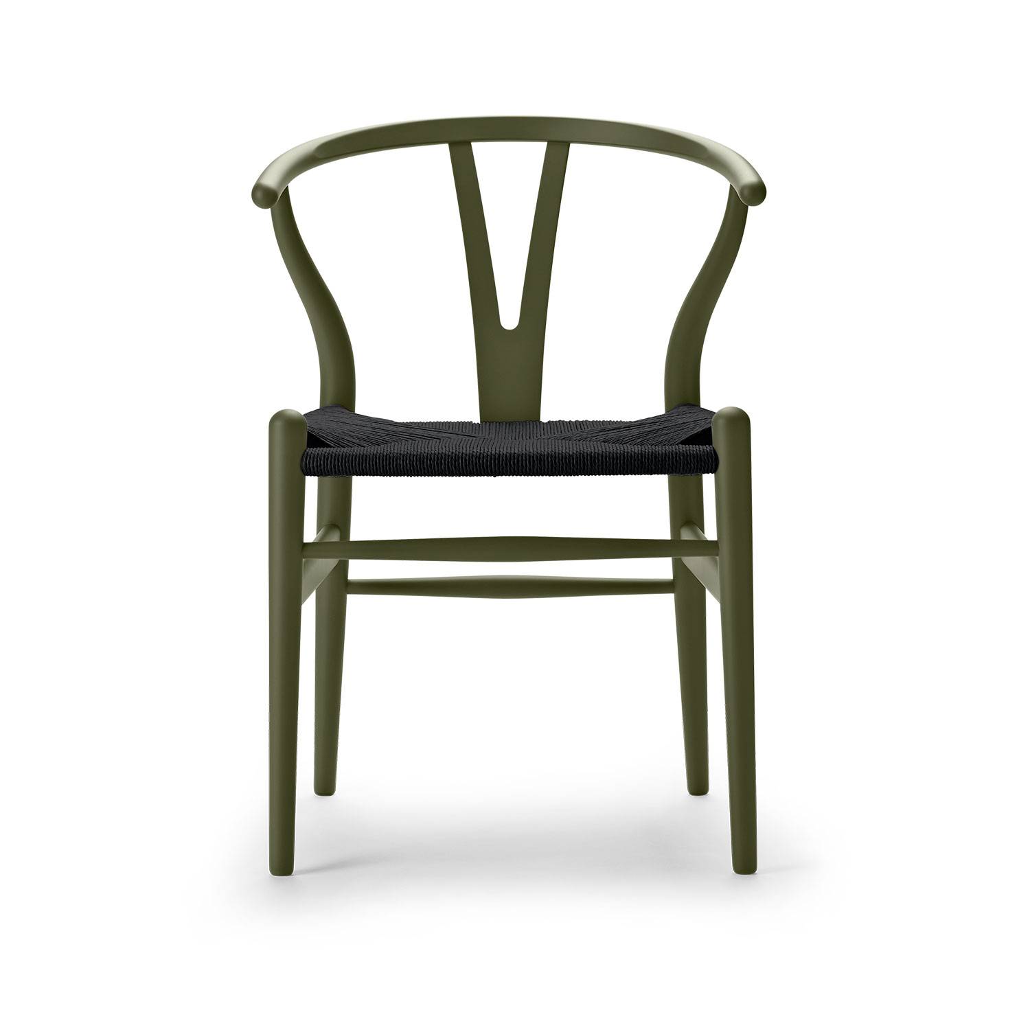 CH24 Y-stol CHS Soft Colors af Hans J. Wegner Olive Green Sort papirgarn.