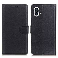 Nothing phone (1) 5G Litchi Texture PU Leather Fodral - Svart