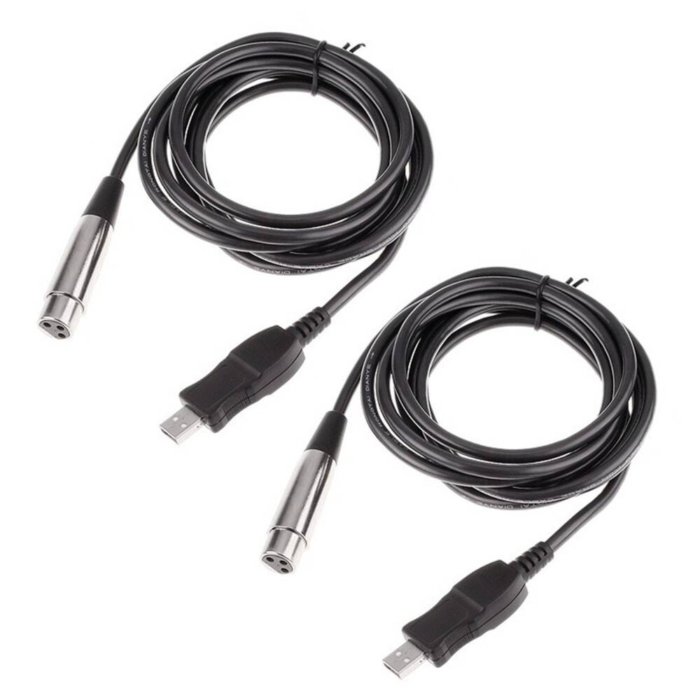 2x USB-hanstik til XLR-hunstik til mikrofon, USB-mikrofonlinkkabel, nyt
