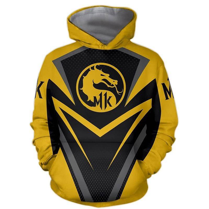 Mortal Kombat 11 Hoodies Game 3D Print Streetwear Män Kvinnor Fritidsmode Oversize sweatshirts Hoodie Barn Pullovers Kläder cm yellow