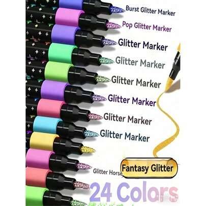 96/72/48/24 färger dubbelspets glitterpennor, snabbtorkande bläck, fin spets, lämpliga för scrapbooking, korttillverkning, planerare, detta set med du - Multi-color