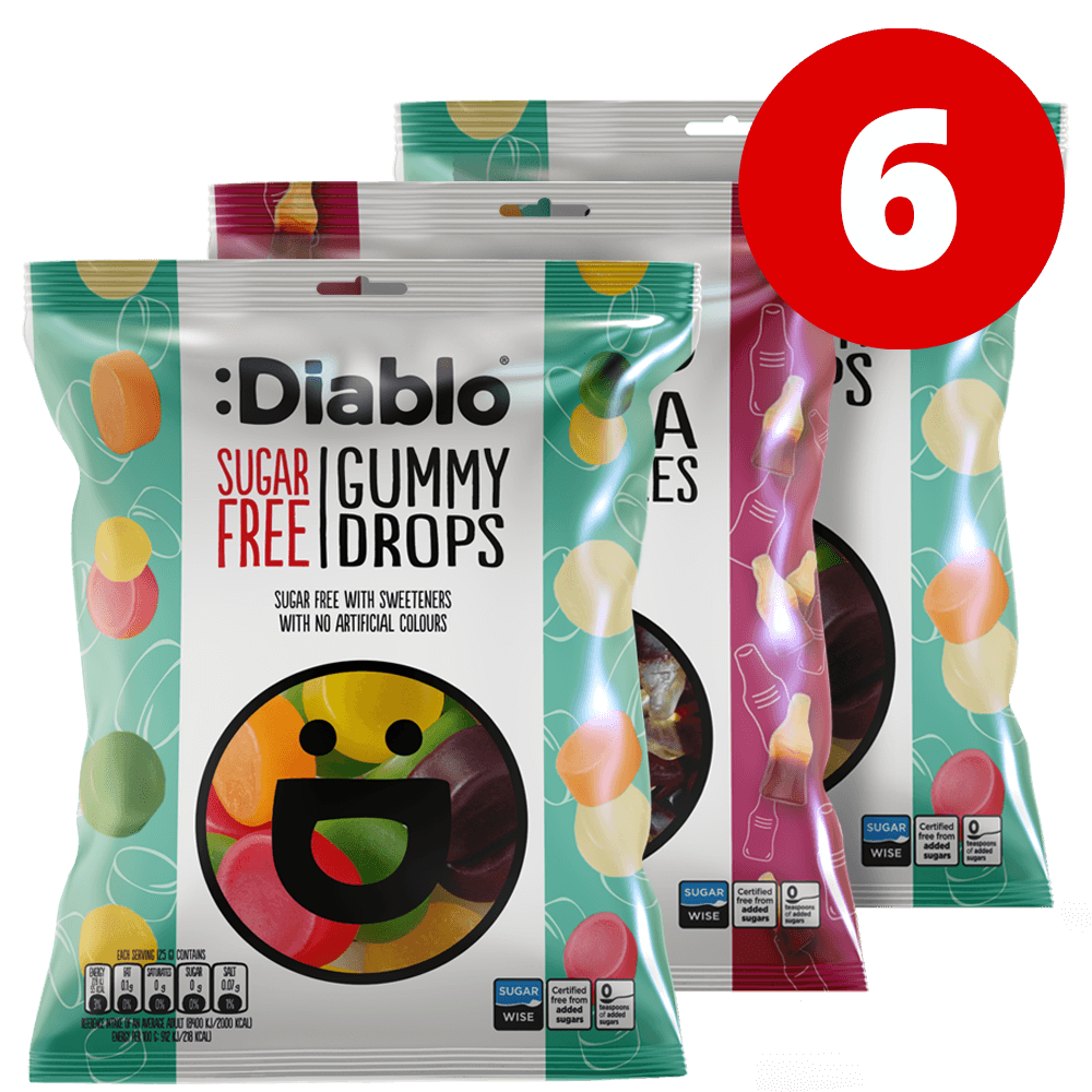 Diablo Winegum Mixed - 6x75g. (Sugar Free)