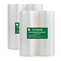 O2frepak 4-pack 28 x 600 cm mat vakuumtätningspåsar rullar för mat, kommersiell kvalitet, BPA-fri, punkteringsförebyggande, bra för sous vide (totalt: 2400 cm)