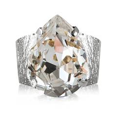 CS Classic Drop Ring Rhodium Crystal
