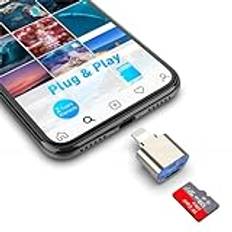 MTAKYA TF-kortläsare för iPhone iPad, Micro SD-kortadapter, Lightning MS minneskort, kameraläsare kompatibel med iPhone 14/3/12/11/X/8 Plus/8/7 Plus/7/6s Plus/6s/iPad Mini/Air