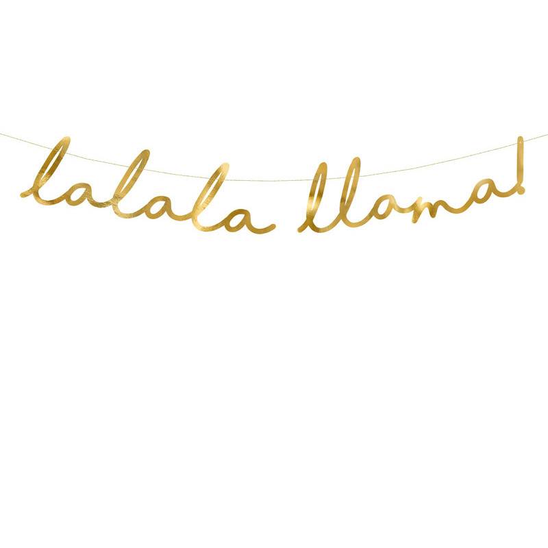 Guirlande med Llama Motiv i Spejl Guld 82 cm.