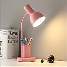 Modern Bordslampa Metall Barn Läslampa Office Retro Simple Classics Lärlampa LED Justerbart huvud Bordslampa Arbetslampa Sovrum Sänglampa E27*1,Rosa