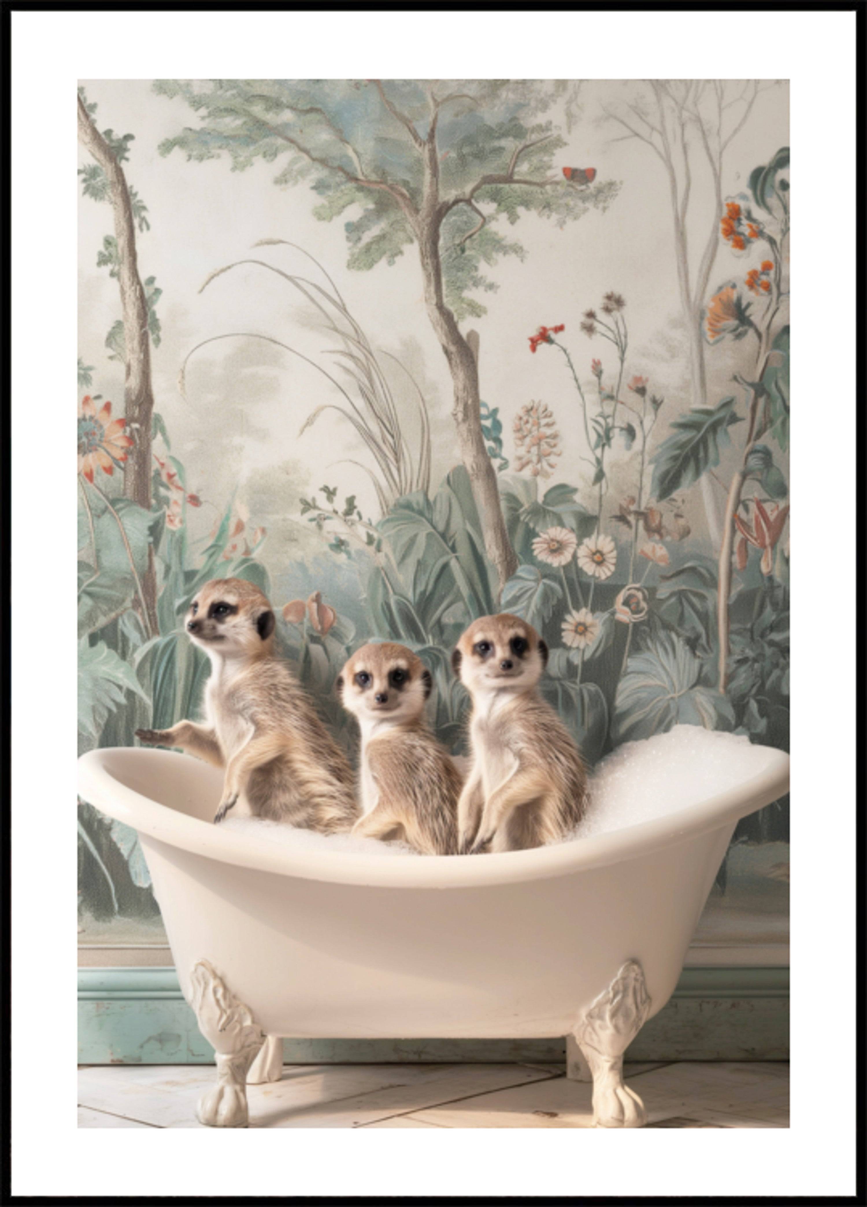 Three Meerkats Bathtime (70x100) - Plakater > Osorterade verk