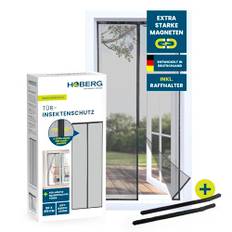 Hoberg Insektsskyddsgardin 80 x 210 cm | insektsnät dörr med XXL-magnetband | insektsskydd för balkongdörr | magnetisk insektsgardin | självstängande och slitstark