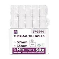 Roll tpe 57 mm x 14 m x 12 mm - rullar för kreditkortsterminal - termisk papperspole 57 x 35 x 12 - BPA-fri (50 rullar)