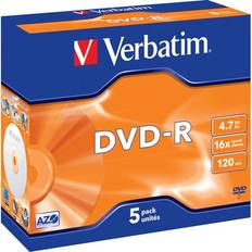 Verbatim DVD-R, 16x, 4,7GB/120min, 5-pack jewel case, AZO